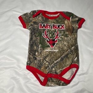 REALTREE "Baby Buck" Camouflage Shirt Sz 3-6 Months Deer Buffalo Plaid